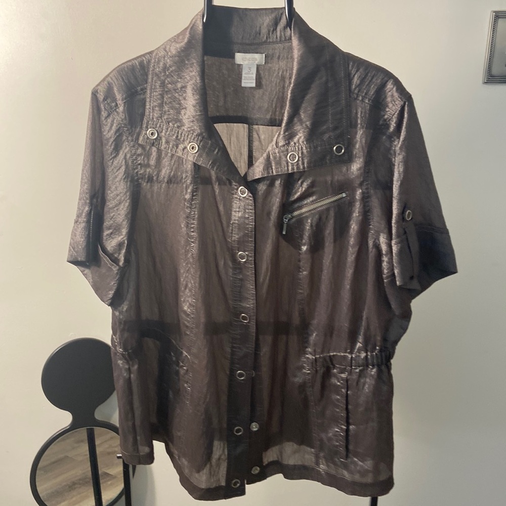 Chico’s Brown Metallic Jacket - image 1